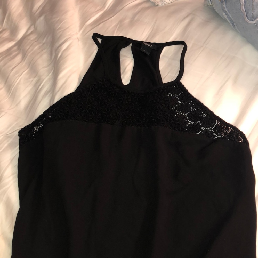 Forever 21 Black Tank with Crochet